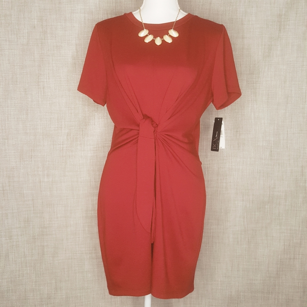 Tie Waist T-Shirt Dress, Red, NWT
